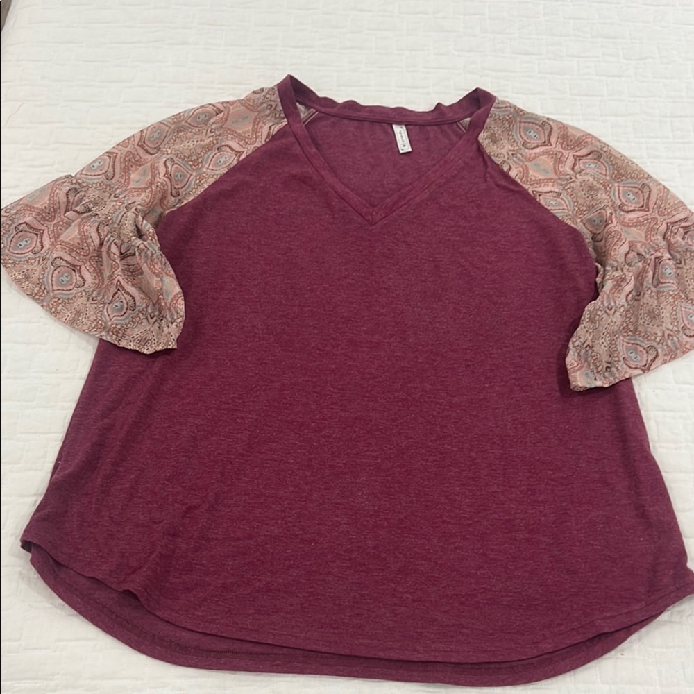 Cream and Pink Long Sleeve Tee